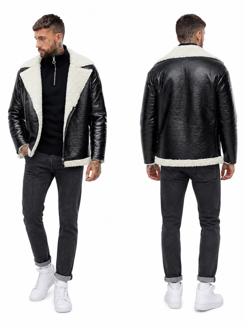 ASOS OVERSIZED FAUX SHEARLING IN VINYL JACKET SZ MEDIUM - BNWT